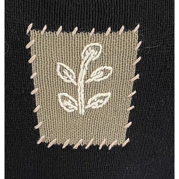 Coldwater Creek Ramie & Cotton Blend Black Patchwork Fall Leaves Cardigan 2X - Picture 5 of 12